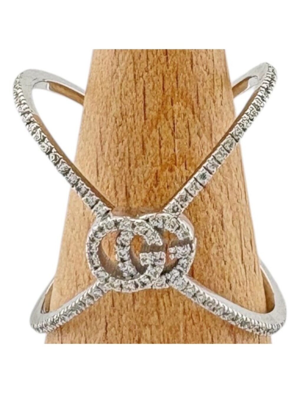 Gucci Italy GG Running Ring 18k White Gold Diamond